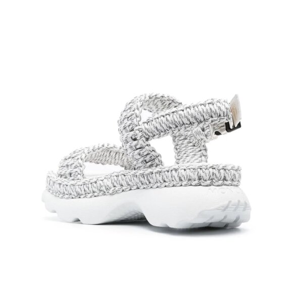 Moncler | Belay Woven Open Toe Sandals in Light Grey - Picture 2 of 8